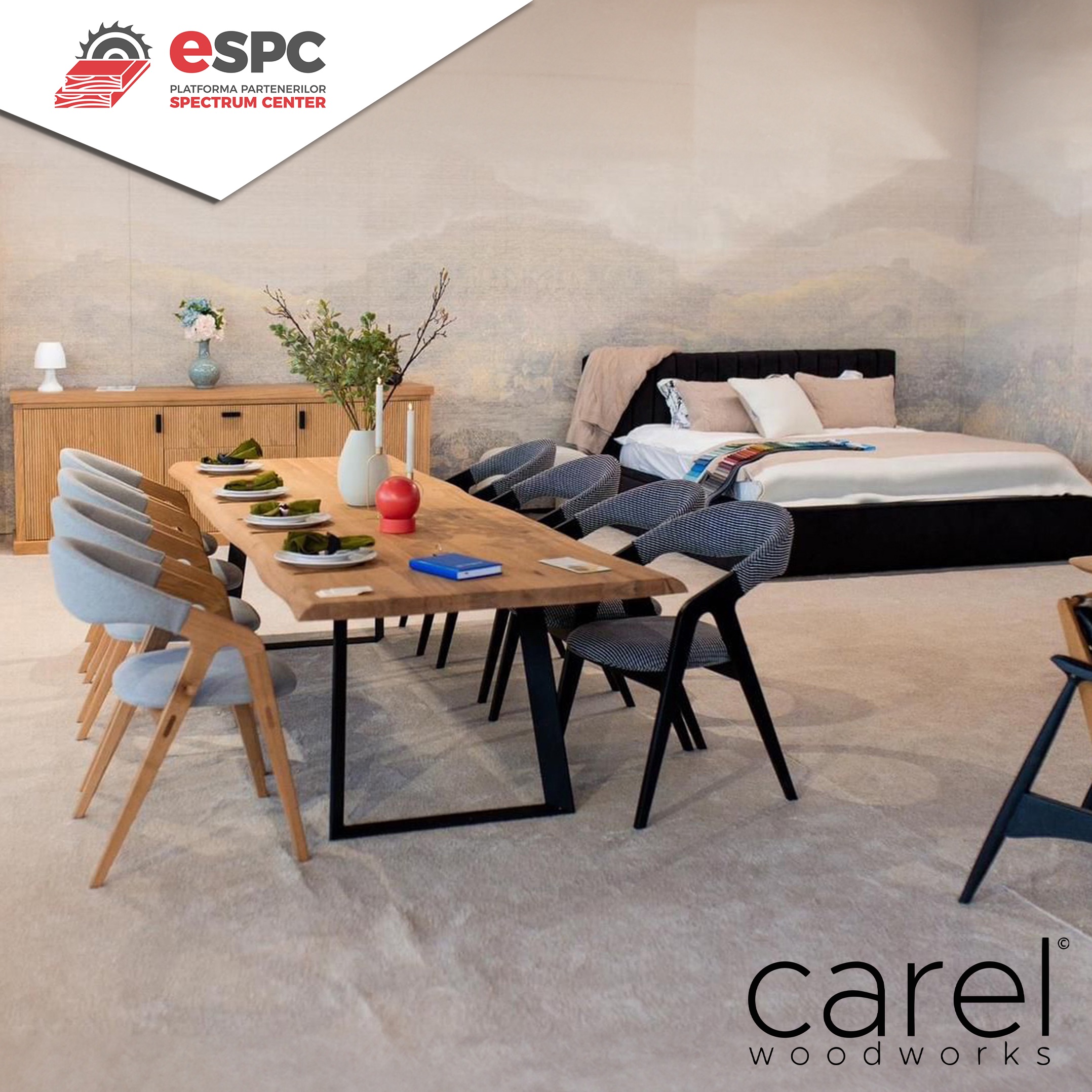 Showroom interior cu mobilier Carel Woodworks din MDF Furniruit Stejar